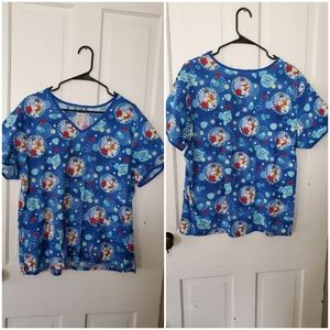 Frosty the snow man scrub top